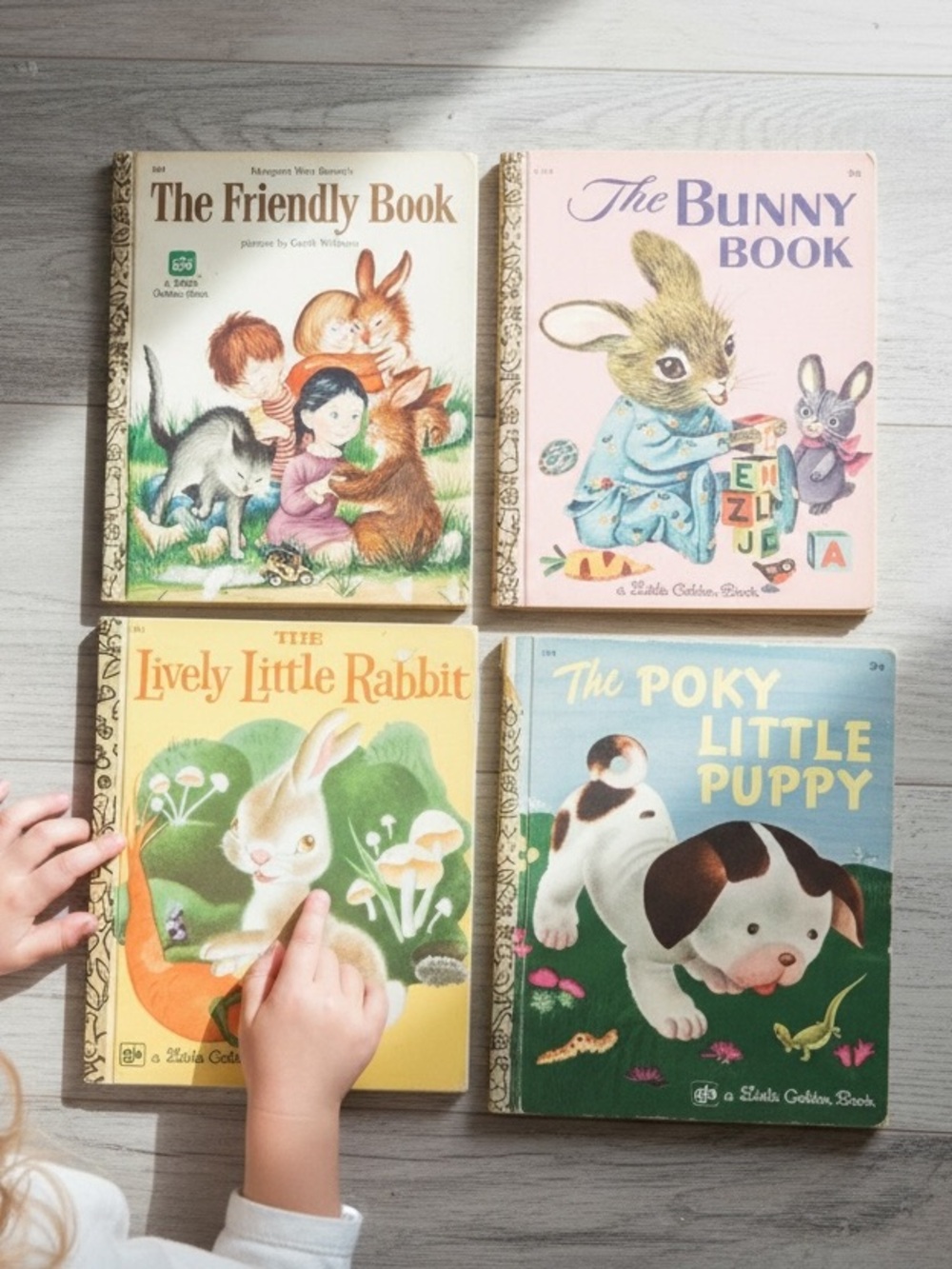 Vintage Little Golden Books Lot of 4 Bunny Poky Puppy Easter Kids Bunny Rabbit
